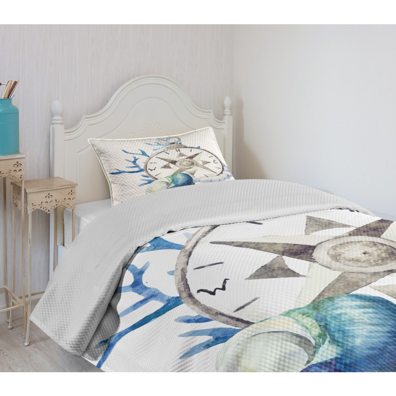 Watercolor Nautical Bedspread Set