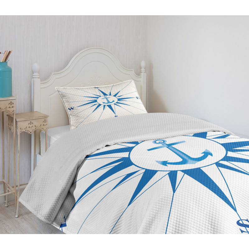 Blue Windrose Anchor Bedspread Set