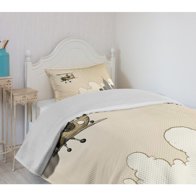 Cartoon Plane Bedspread Set