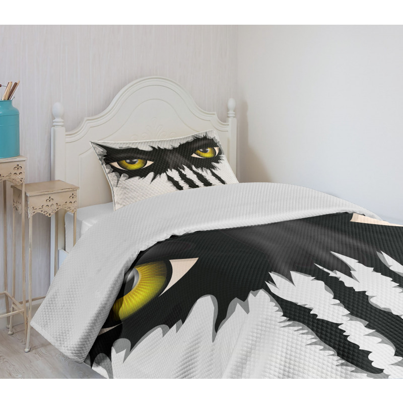 Evil Eyes Black Cat Danger Bedspread Set