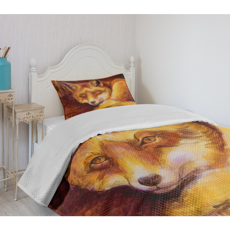 Vibrant Art Fox Resting Bedspread Set