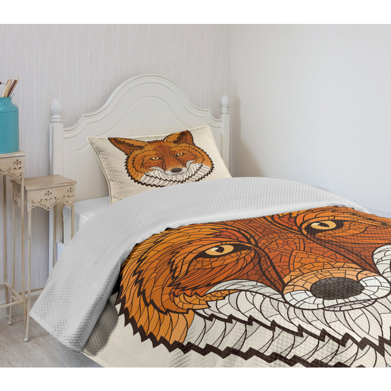 Mascot Face Mosaic Style Bedspread Set