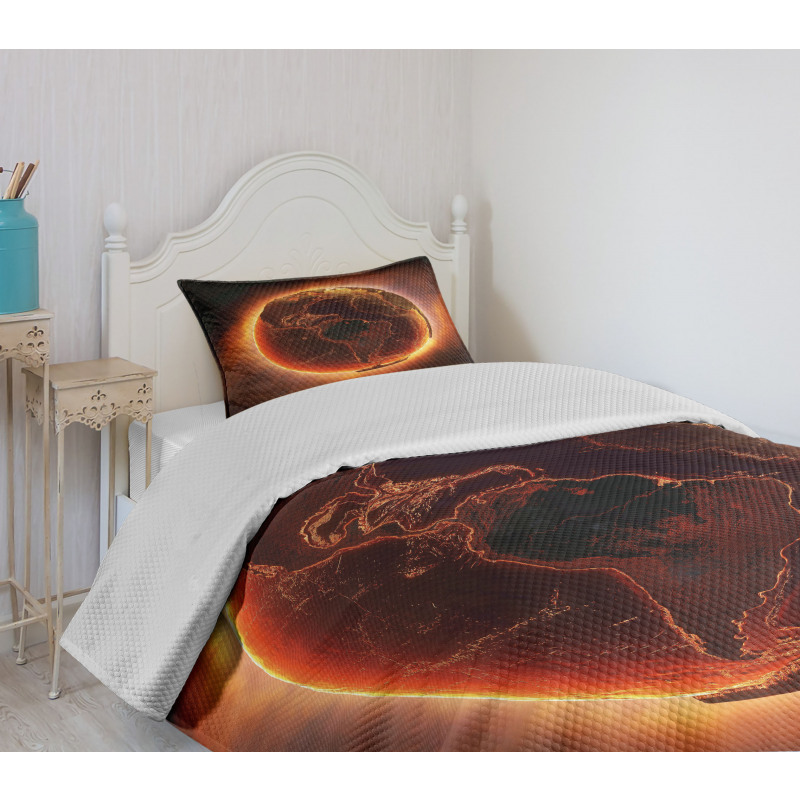 Vivid Burning Earth Heat Bedspread Set