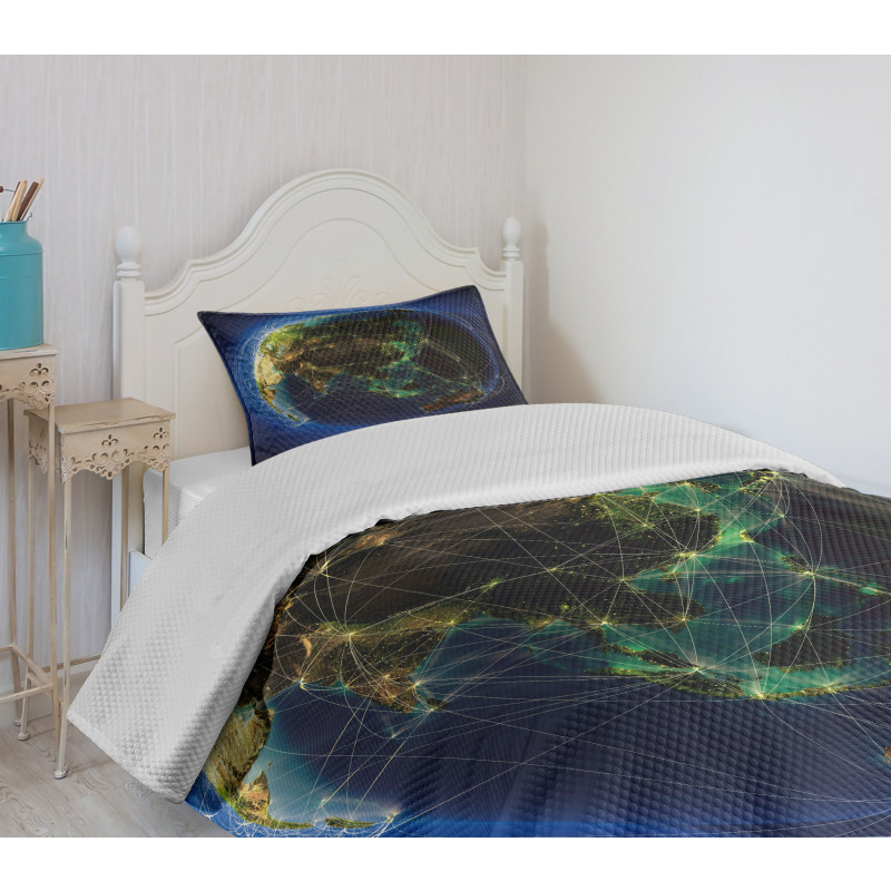 Earth Lines Navigation Bedspread Set