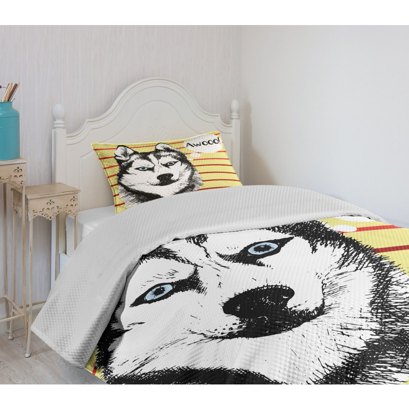 Husky Portrait Bedspread Set