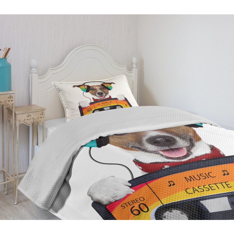 Dog Headphones Bedspread Set