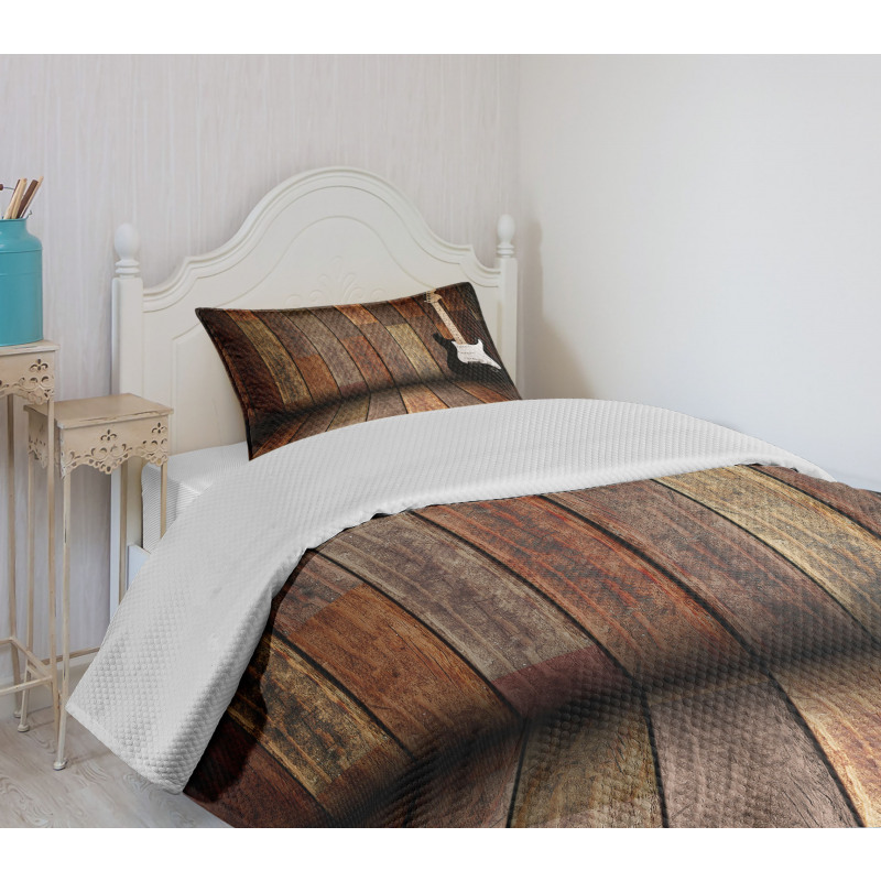 Guitar Wood Room Bedspread Set