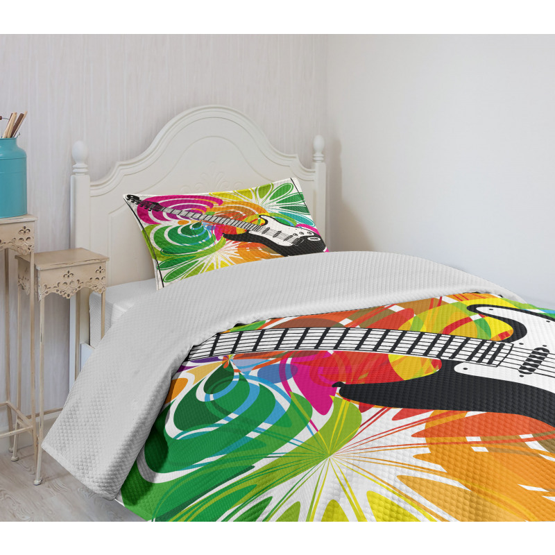 Flowers Guitar Bedspread Set