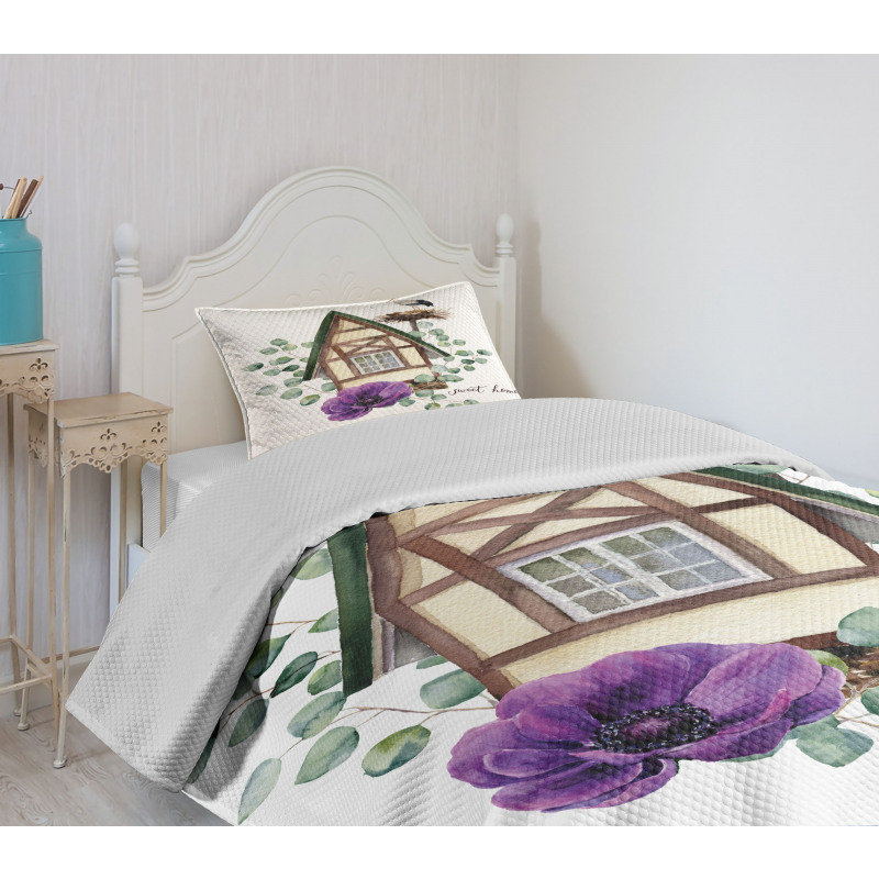 Watercolor Home Bedspread Set