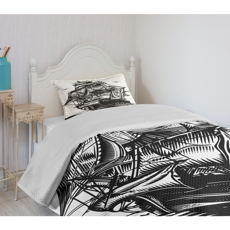 Nautical Line Art Bedspread Set