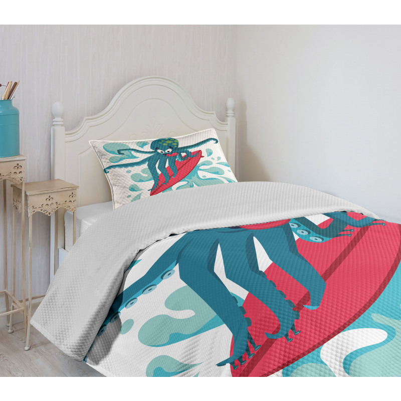 Surfer Octopus Bedspread Set