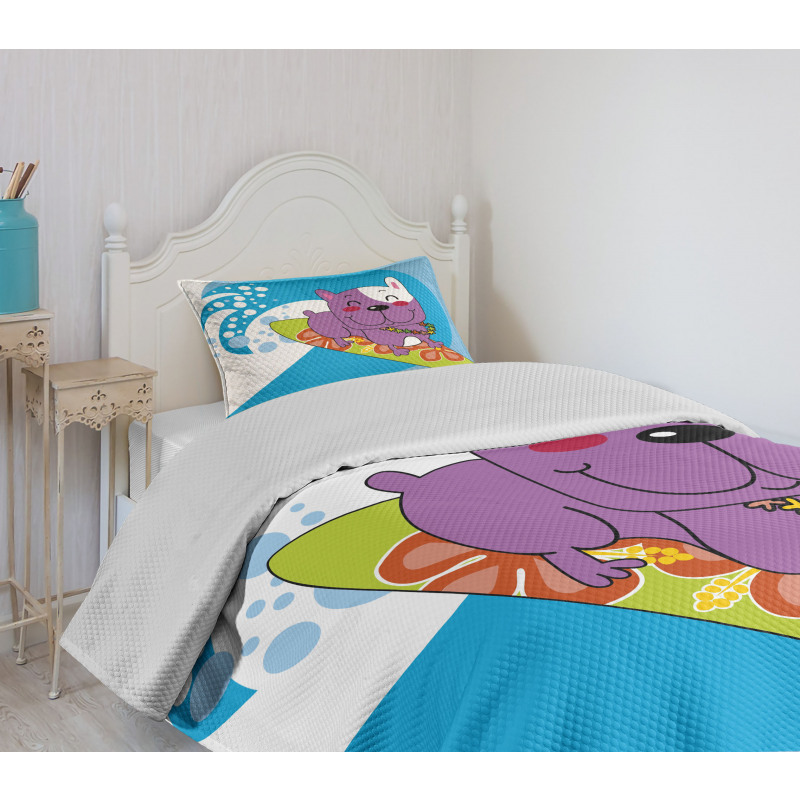 Cartoon Bulldog Bedspread Set