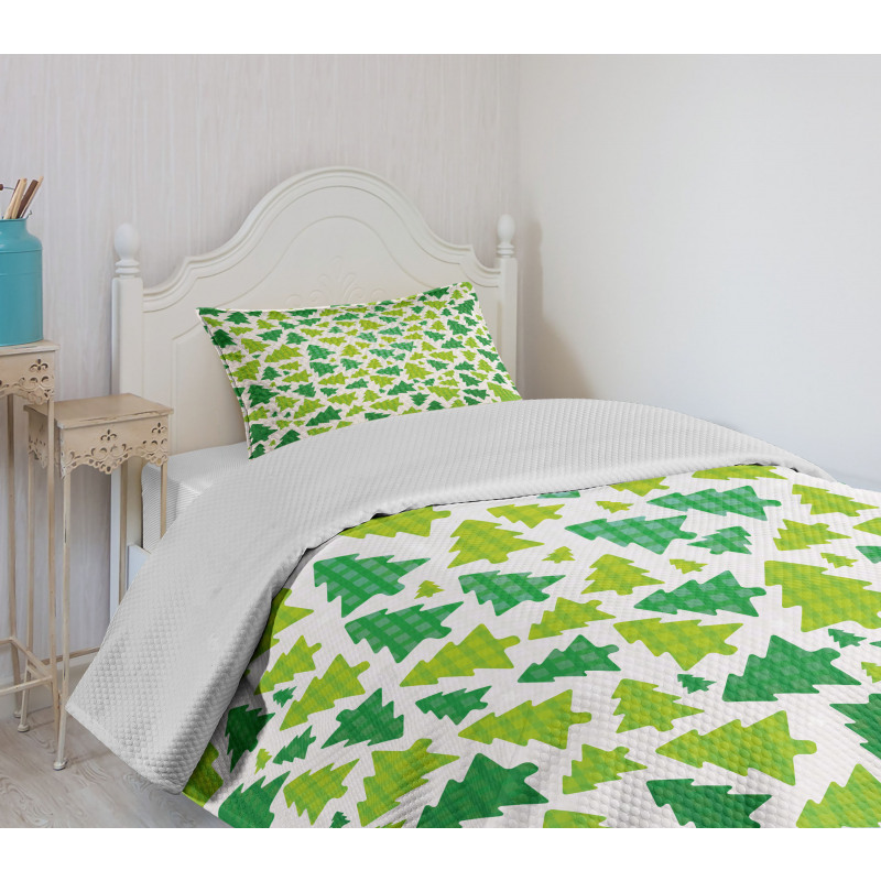 Fir Tree Silhouettes Bedspread Set