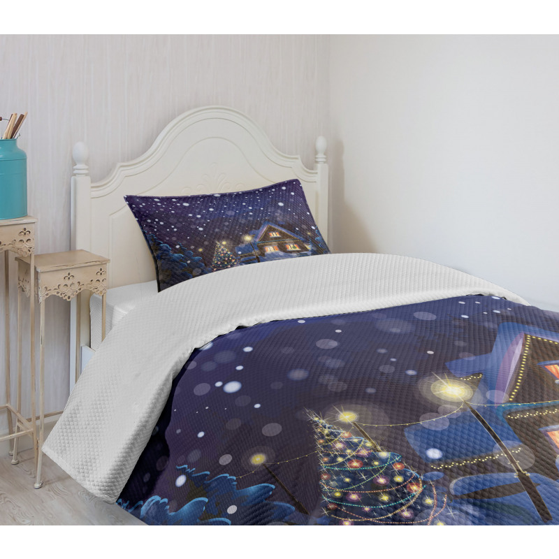 Winter Night House Bedspread Set