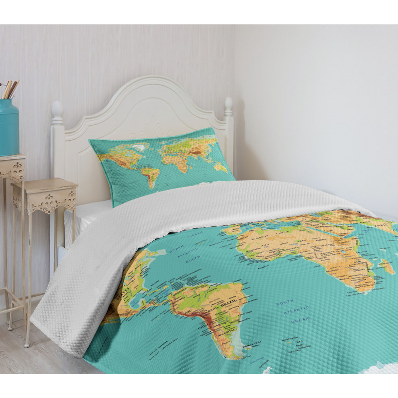 World Geography Continents Bedspread Set