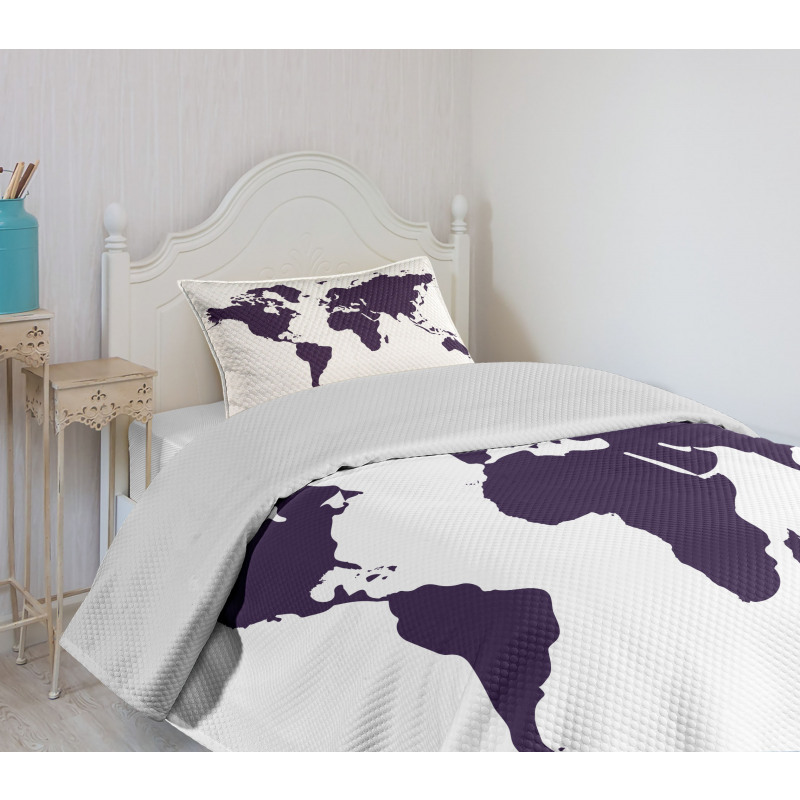 Vivid Indigo World Graphic Bedspread Set