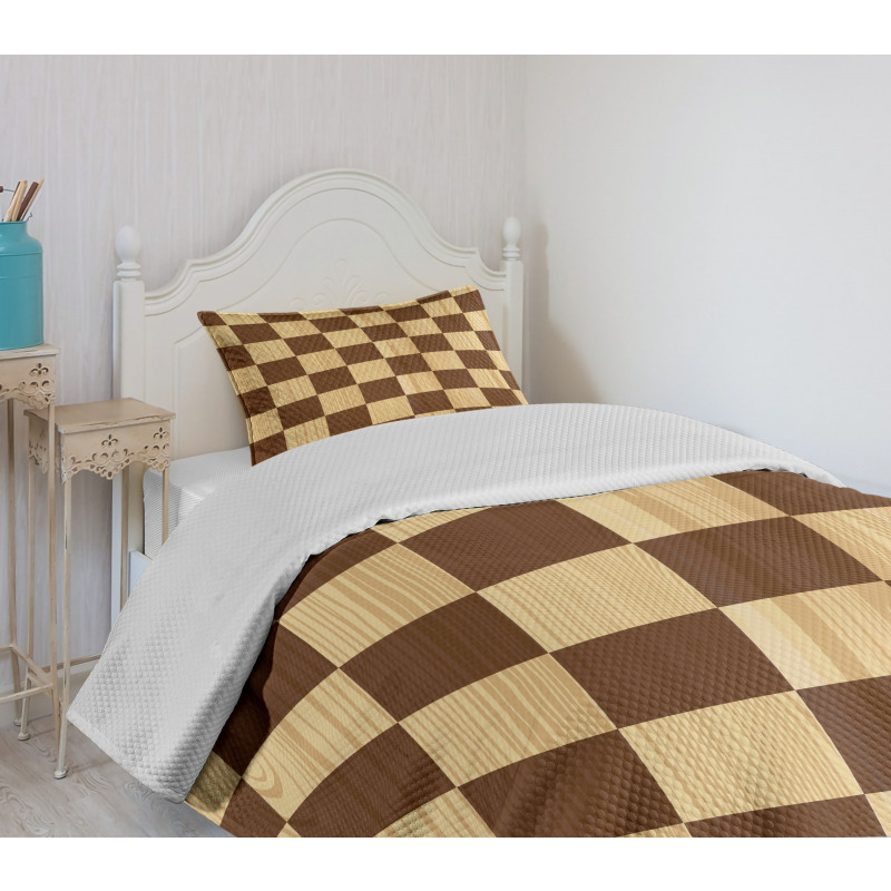 Checkerboard Wooden Bedspread Set