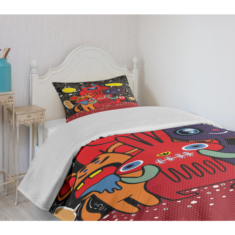 Monster Funny Characters Bedspread Set