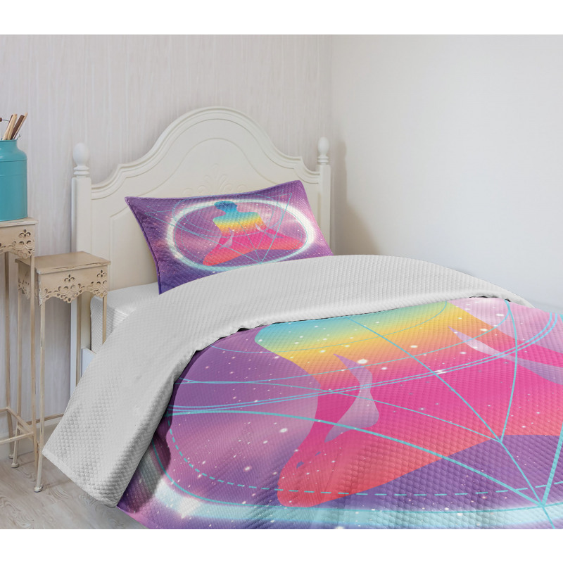 Human Meditation Galaxy Bedspread Set
