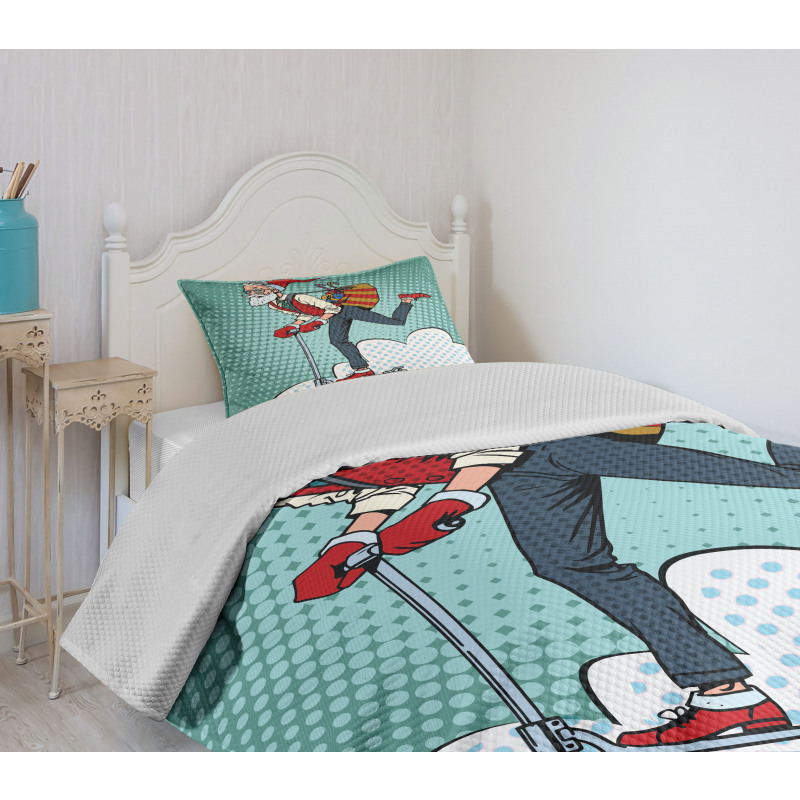 Pop Art Hipster Santa Bedspread Set