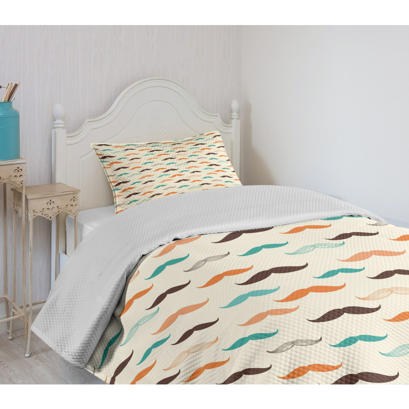 Retro Mustache Pattern Bedspread Set