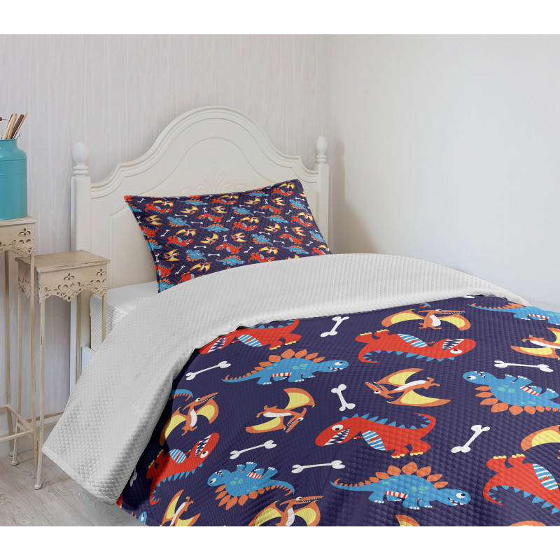 Dino Funny Expressions Bedspread Set