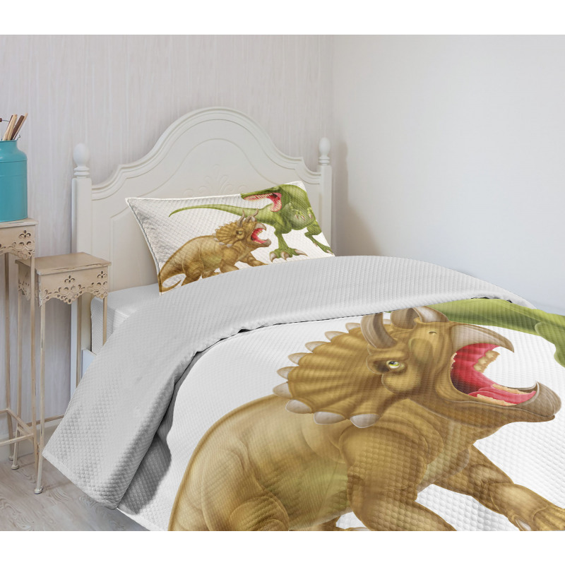 2 Dinosaurs Pattern Bedspread Set