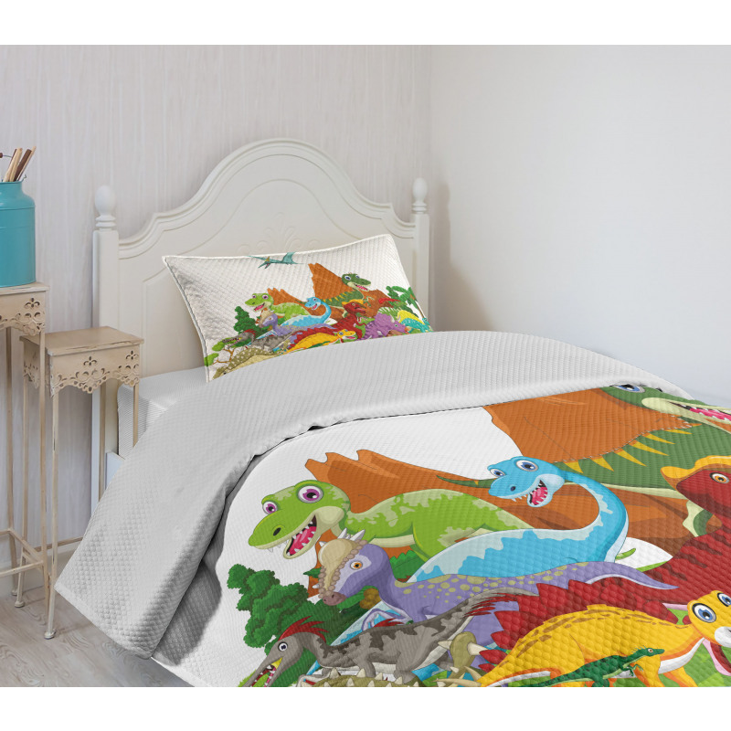 Funny Creatures Trees Bedspread Set