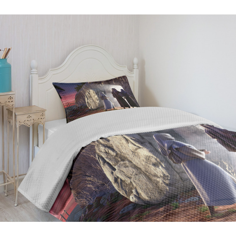 Finding Empty Tomb Motif Bedspread Set