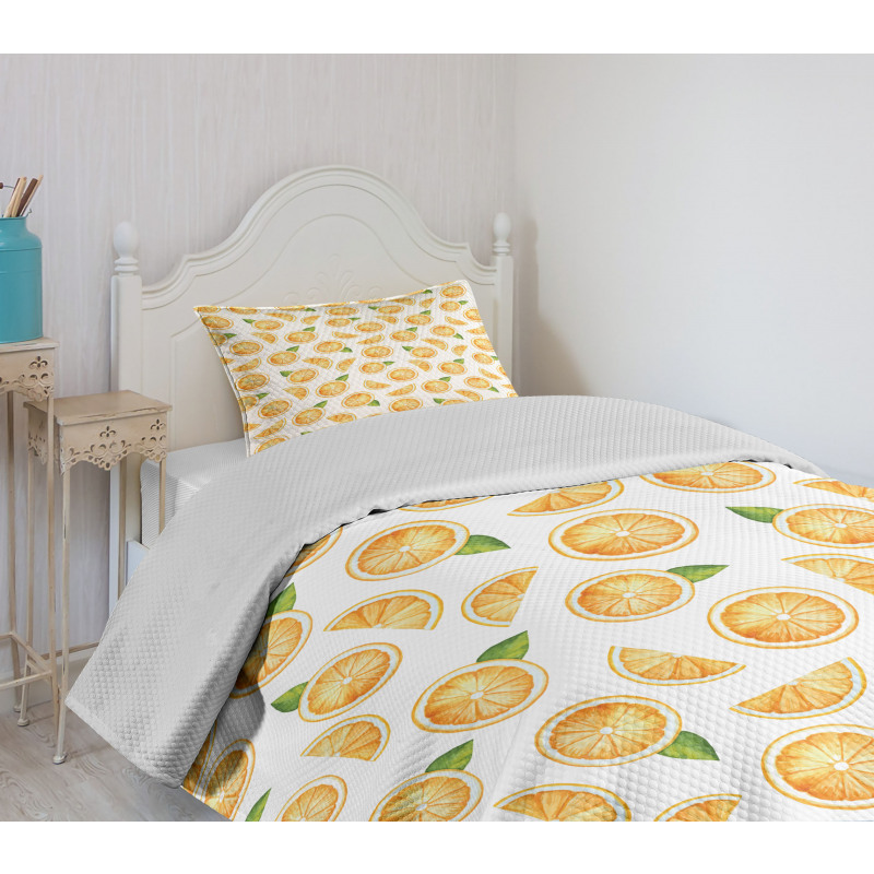Watercolor Fruit Slices Bedspread Set
