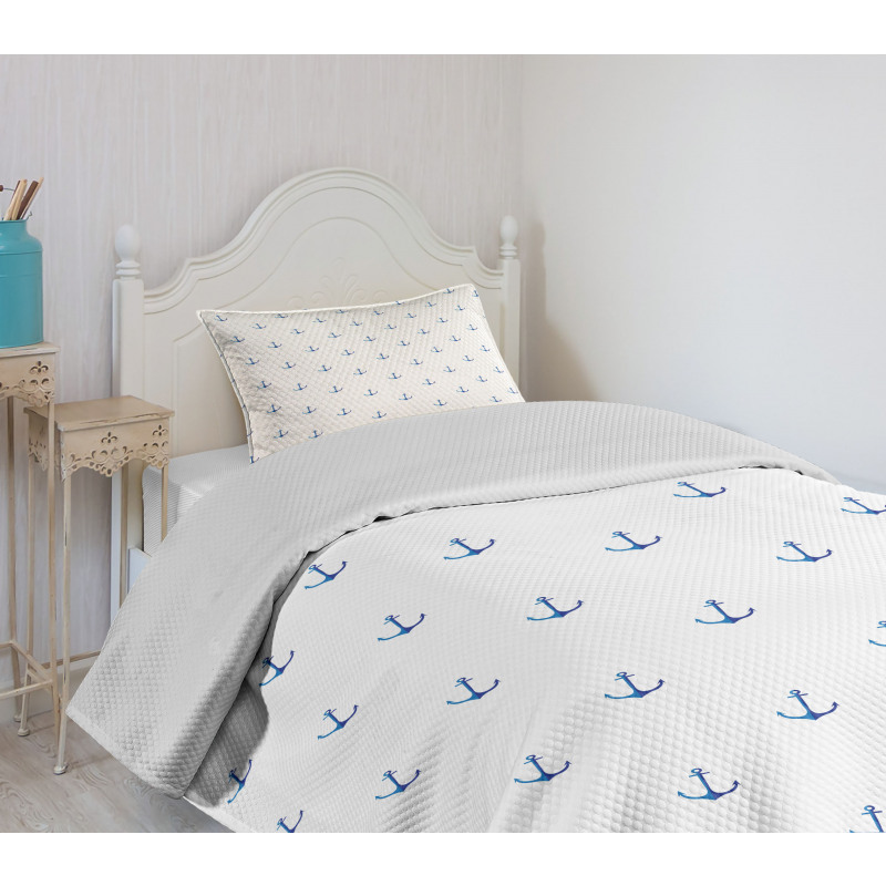 Vivid Blue Anchor Bedspread Set