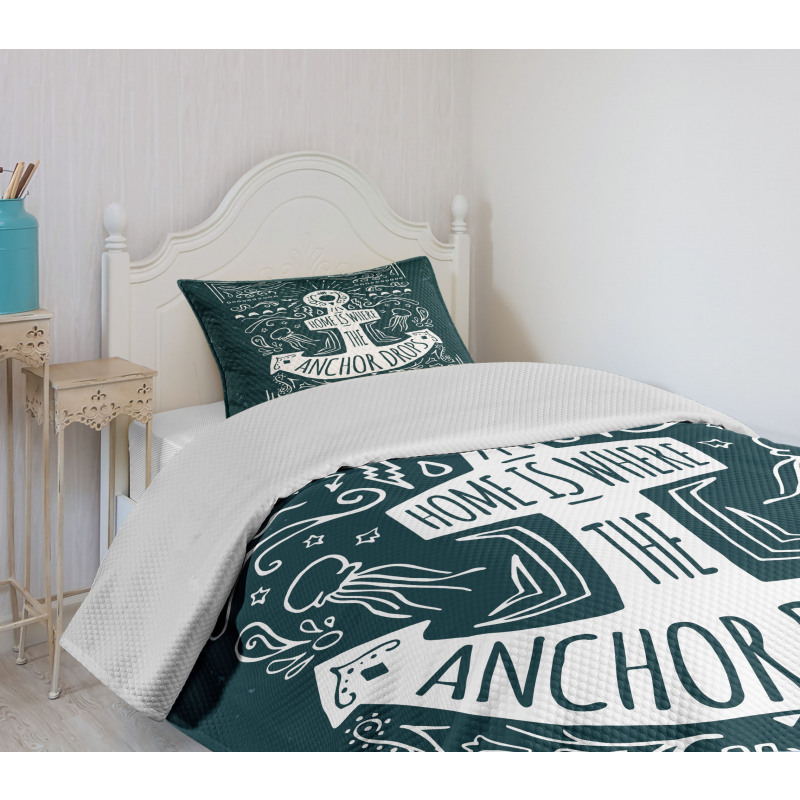 Hand Drawn Hipster Bedspread Set