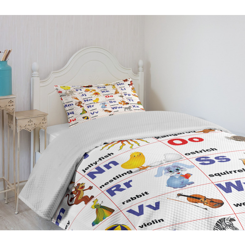 Animal Letters Bedspread Set