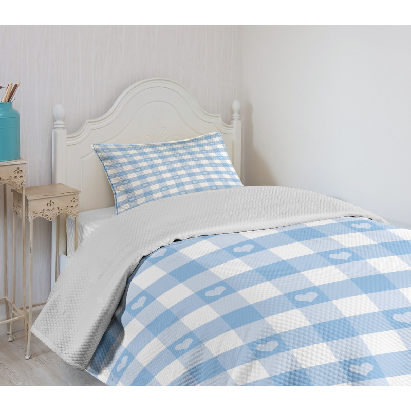 Gingham with Hearts Bedspread Set