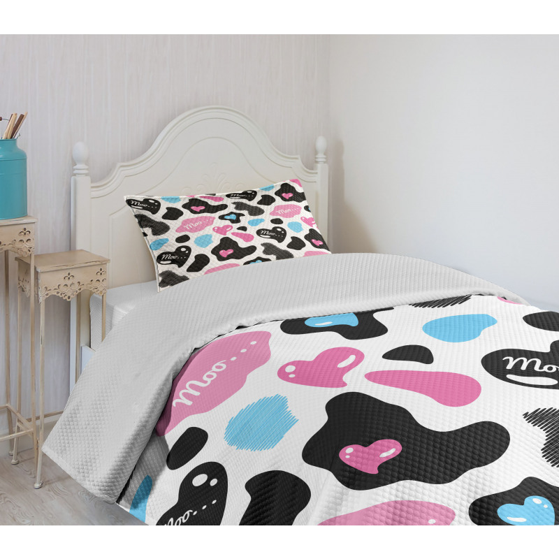 Cow Hide Heart Bedspread Set