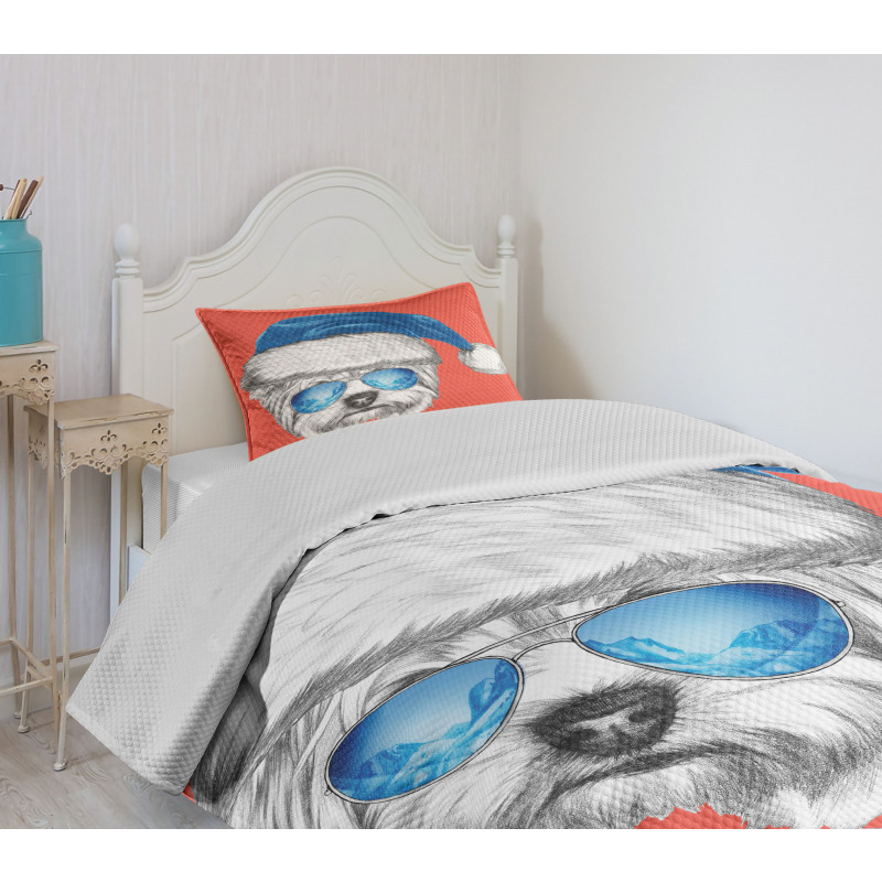 Blue Santa Hat Funny Bedspread Set