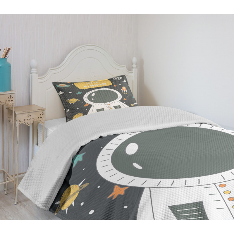 Cosmic Doodle Rocket Bedspread Set