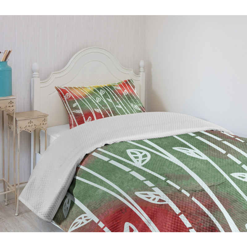 Doodle Leaves Exotic Bedspread Set