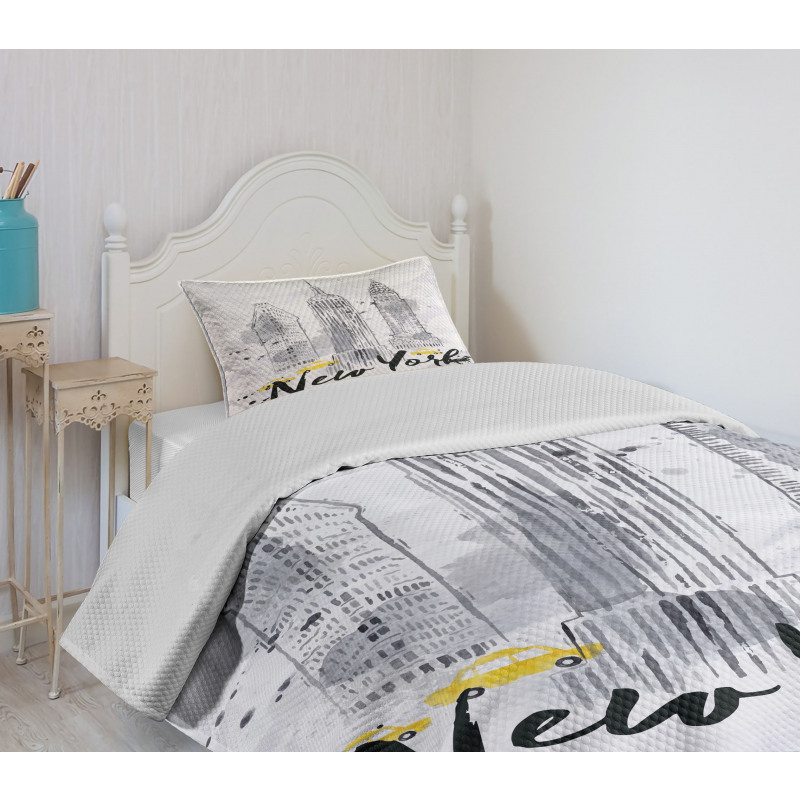 New York Sketch Art Bedspread Set