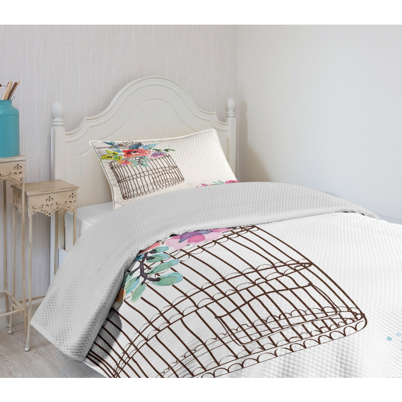 Sketch Bird Cage Bedspread Set