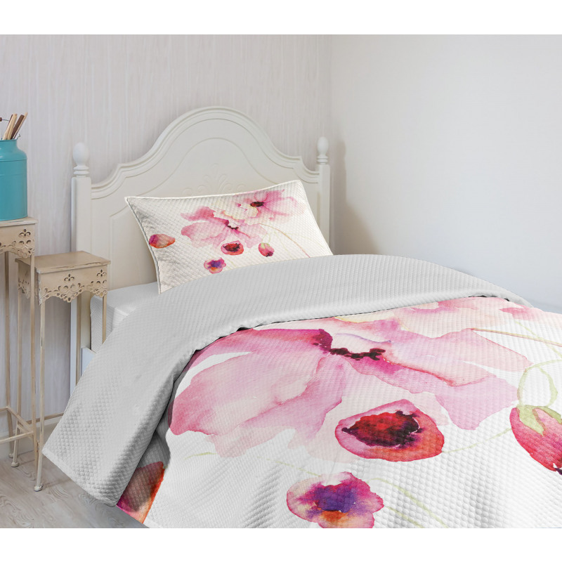 Pink Flower Petals Bedspread Set