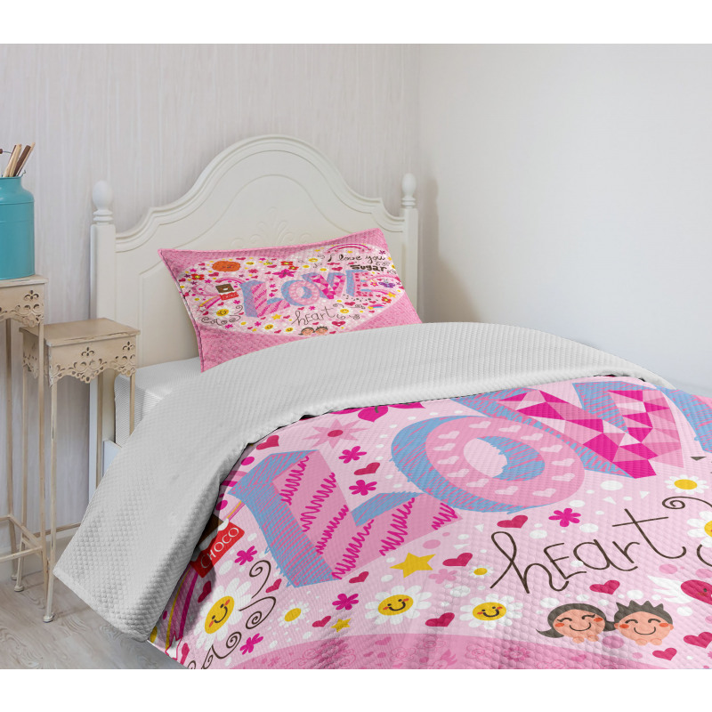 I Love You Sugar Heart Bedspread Set