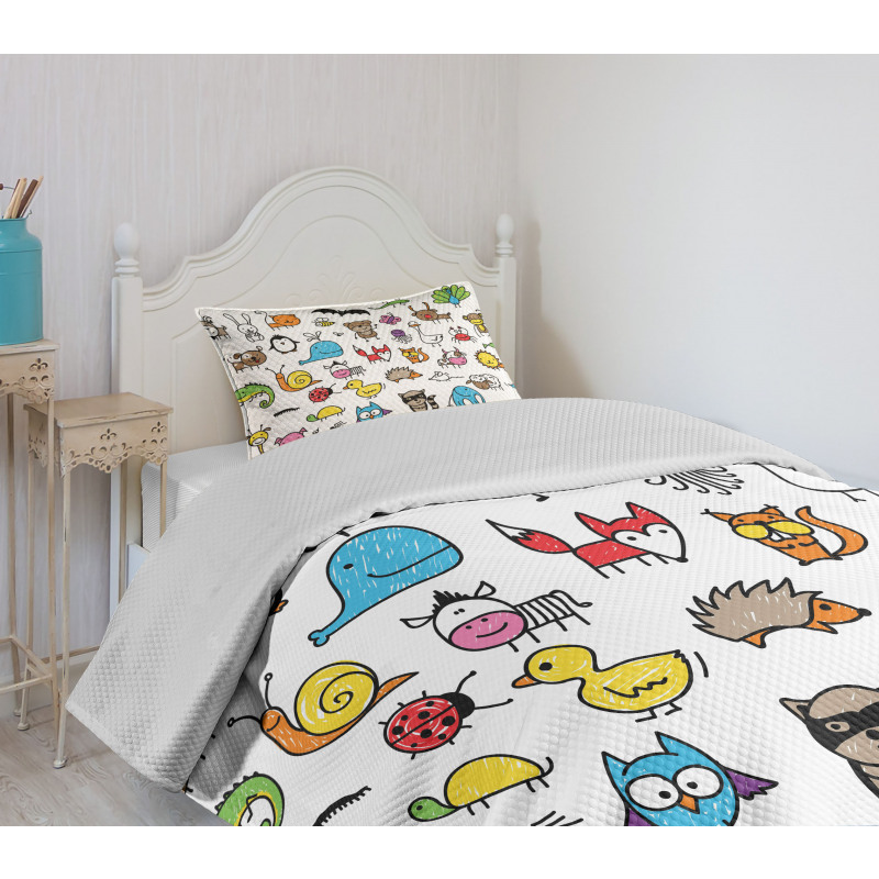 Cartoon Nursery Animals Bedspread Set