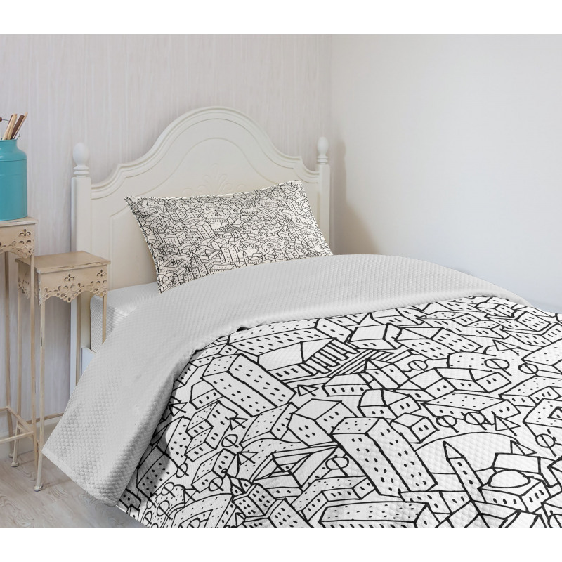 Crowded Urban Life Bedspread Set