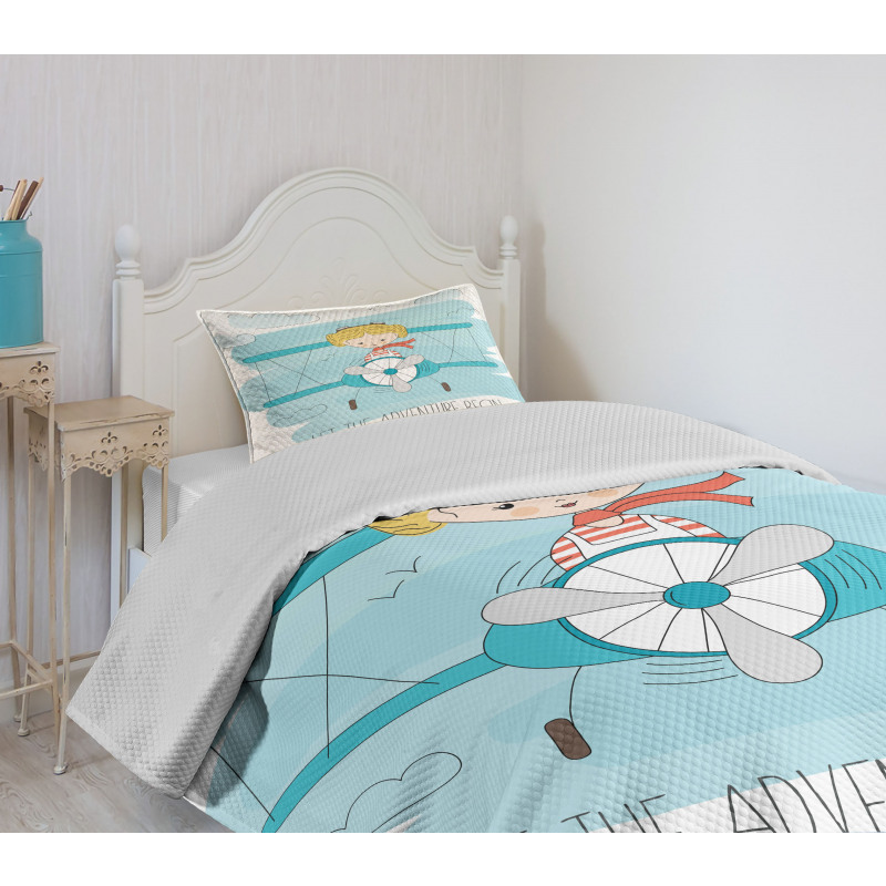 Girl on Plane Bedspread Set