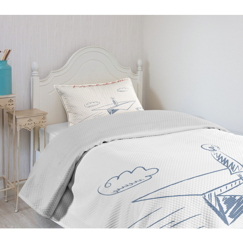 Paper Plane Sketch Bedspread Set