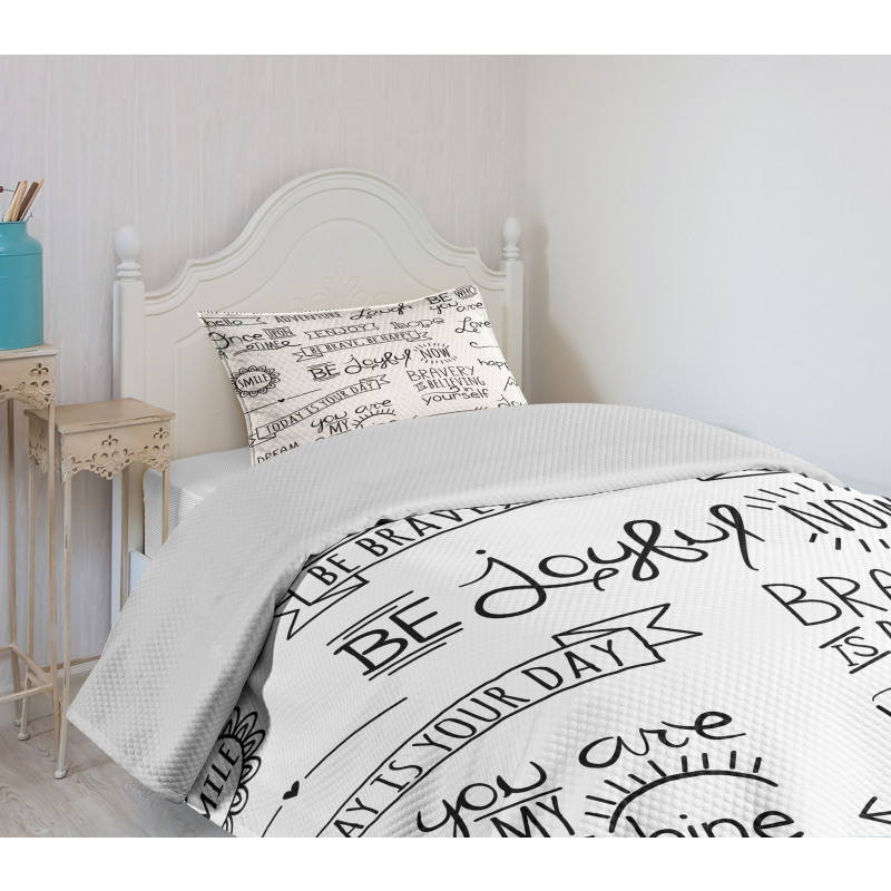 Various Happy Words Theme Bedspread Set