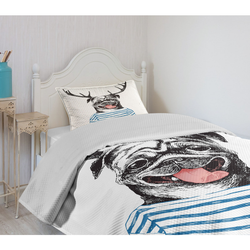 Dog with Antlers Surreal Bedspread Set