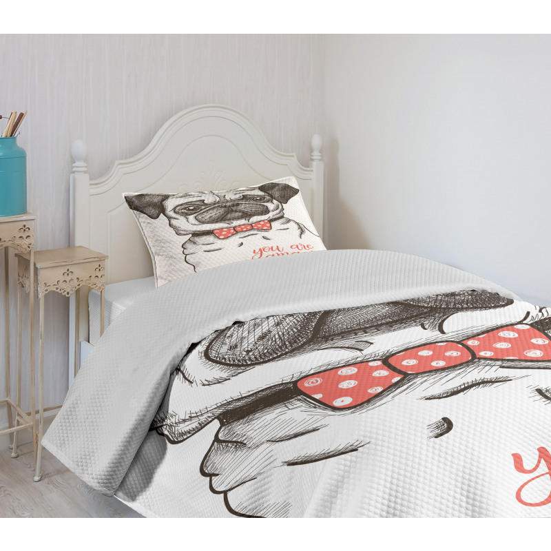 Portrait of a Dog Cartoon Bedspread Set