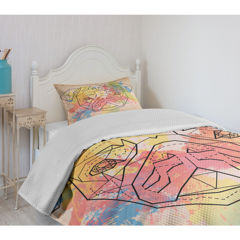 Vibrant Colored Line Art Bedspread Set